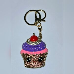 Cupcake Keychain with Purple and Pink Accents